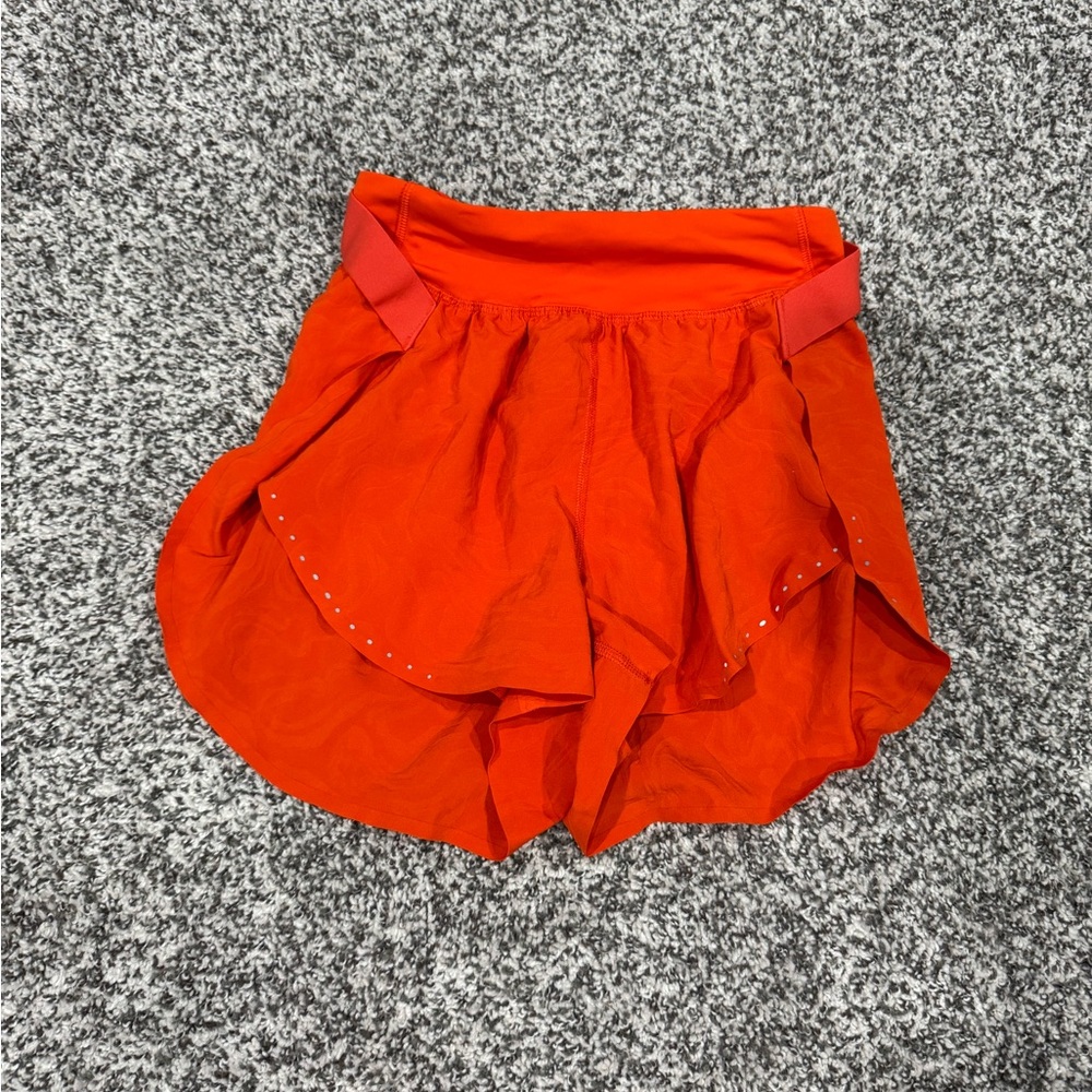 Lululemon Athletica Fast and Free High Rise Orange Shorts